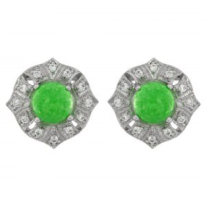Jade Diamond Stud Earrings (E2920)