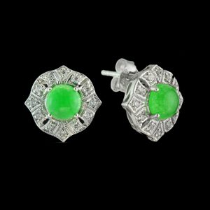 Alternative view of Jade Diamond Stud Earrings (E2920)