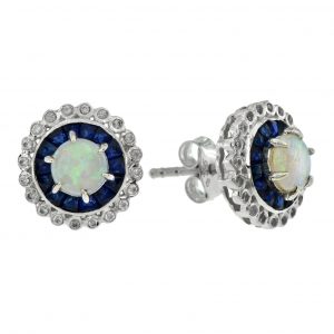 Opal Sapphire Stud Earrings (E3782)