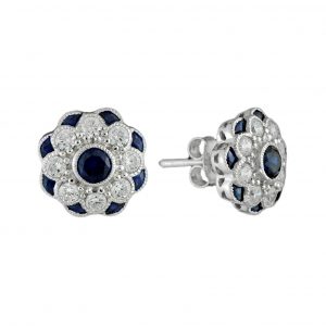 Sapphire Diamond Stud Earrings (E3883)