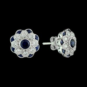 Alternative view of Sapphire Diamond Stud Earrings (E3883)