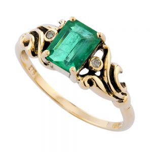 Emerald Diamond Solitaire Ring (R0777)