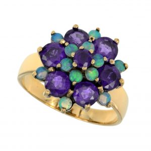 Amethyst Opal Cluster Ring (R0802)