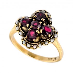 Ruby Pearl Cluster Ring (R0896)