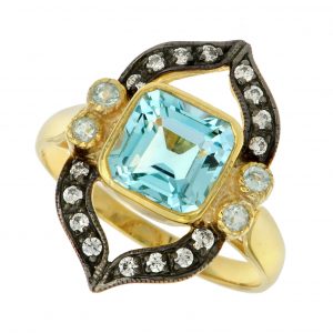 Blue Topaz Diamond Ring (R1305)