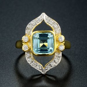 Alternative view of Blue Topaz Diamond Ring (R1305)