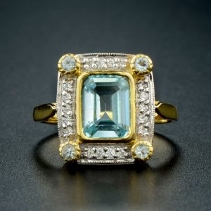 Alternative view of Blue Topaz Diamond Halo Ring (R1306)