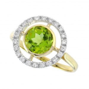 Alternative view of Peridot Diamond Halo Ring (R1425)