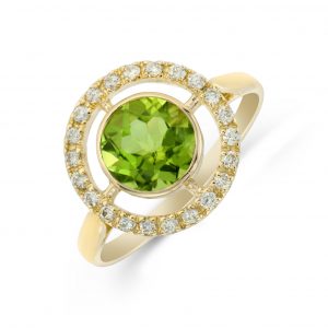 Peridot Diamond Halo Ring (R1425)