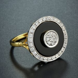 Alternative view of Diamond Onyx Halo Engagement Ring (R1741-2)