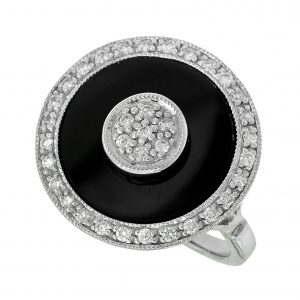 Diamond Onyx Halo Engagement Ring (R1741-2)