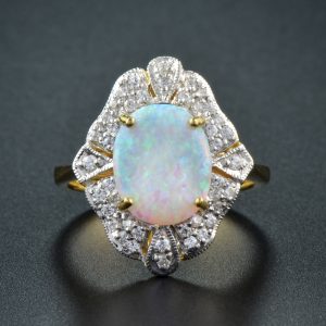 Alternative view of Opal Diamond Halo Ring (R1971)