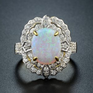 Alternative view of Opal Diamond Halo Ring (R1979)