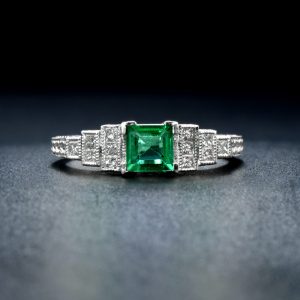 Emerald Diamond Engagement Ring (R2049)