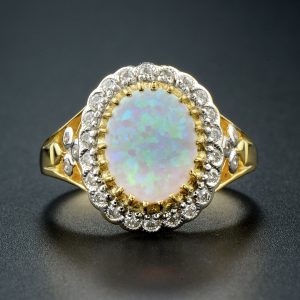 Alternative view of Opal Diamond Halo Ring (R2301)