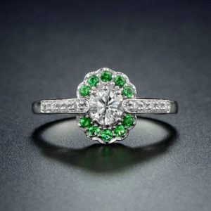 Diamond Emerald Halo Ring (R2332)