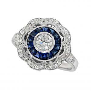 Diamond Sapphire Halo Ring (R2369)