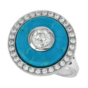 Diamond Turquoise Engagement Ring (R2560-2)