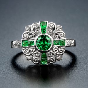Diamond Emerald Halo Ring (R2602)