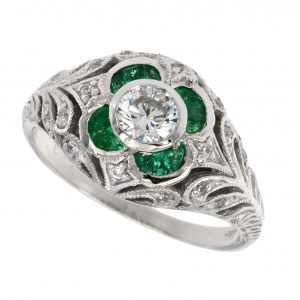 Diamond Emerald Solitaire Ring (R2603)