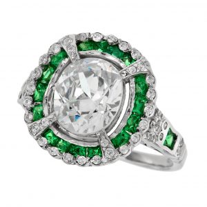 Diamond Emerald Engagement Ring (R2662)