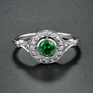 Emerald Diamond Halo Ring (R2698)