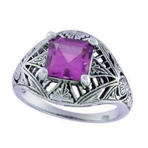Amethyst Solitaire Filigree Ring (R2787-19)