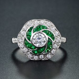 Diamond Emerald Halo Ring (R2835)