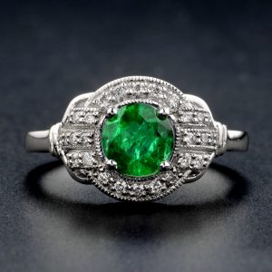 Emerald Diamond Halo Ring (R2854)