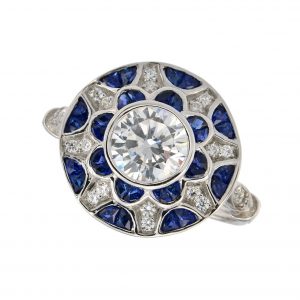 Diamond Sapphire Halo Ring (R2937)