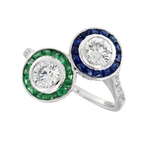 Diamond Emerald Sapphire Target Ring (R2996-S)