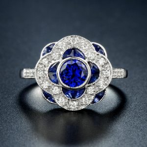 Diamond Sapphire Halo Ring (R3066)