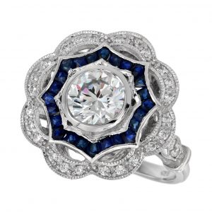 Diamond Sapphire Halo Ring (R3069)