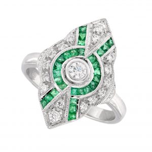 Diamond Emerald Engagement Ring (R3116)