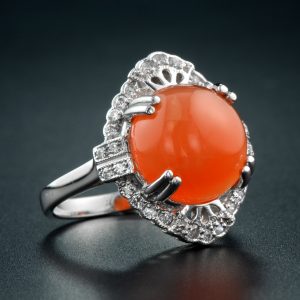 Alternative view of Carnelian Diamond Halo Ring (R3248)