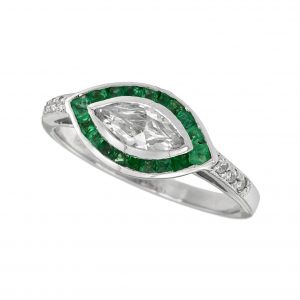 Diamond Emerald Halo Ring (R3337)