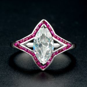 Fancy Diamond Ruby Halo Ring (R3600)