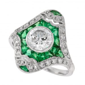 Diamond Emerald Halo Ring (R3610)