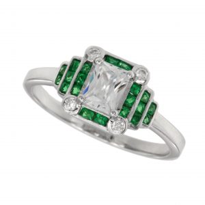 Diamond Emerald Halo Engagement Ring (R3616)