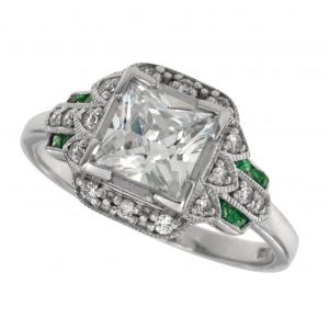 Diamond Emerald Solitaire Ring (R3623)