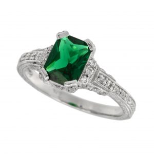 Emerald Diamond Engagement Ring (R3635)