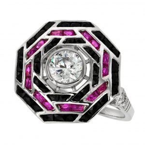 Diamond Ruby Onyx Halo Ring (R3700)