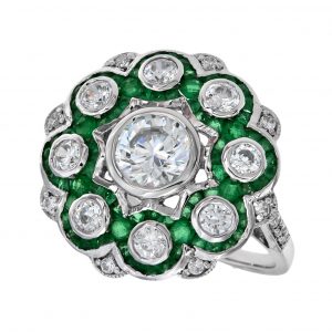 Diamond Emerald Cluster Ring (R3728-075)