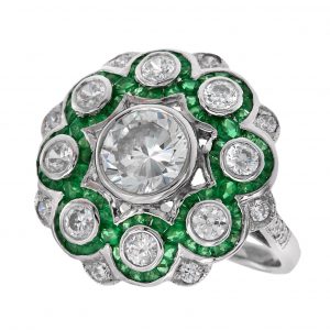 Diamond Emerald Cluster Ring (R3728-150)