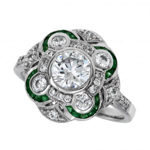 Diamond Emerald Engagement Ring (R3733-080)