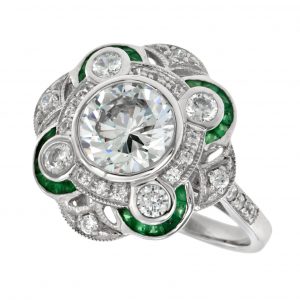 Diamond Emerald Engagement Ring (R3733-150)