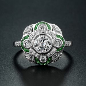 Alternative view of Diamond Emerald Engagement Ring (R3735)