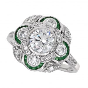 Diamond Emerald Engagement Ring (R3735)