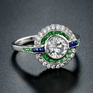 Alternative view of Diamond Emerald Target Ring (R3785)