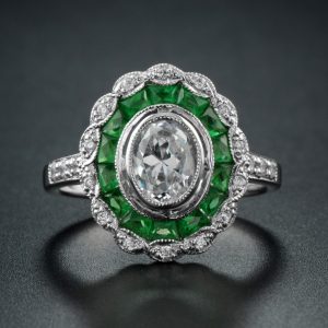 Diamond Emerald Target Ring (R3797)